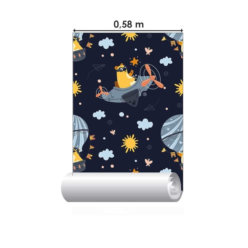 Papel de Parede Adesivo Infantil Ursinhos Viajantes N018080 - Papel na Parede