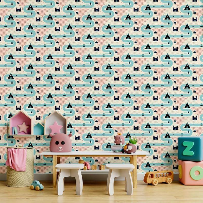Papel de Parede Adesivo Infantil Vila Minimalista N09047 - Papel na Parede
