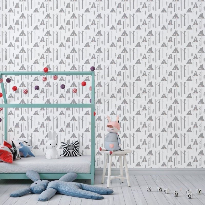 Papel de Parede Adesivo Inverno Floresta N018132 - Papel na Parede