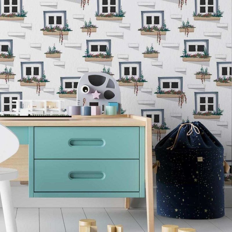 Papel de Parede Adesivo Janelas e jardineiras N03069 - Papel na Parede