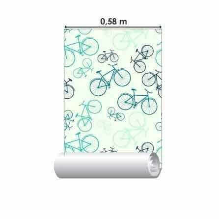 Papel de Parede Adesivo Jovem Bicicleta Verde 143903542 - Papel na Parede
