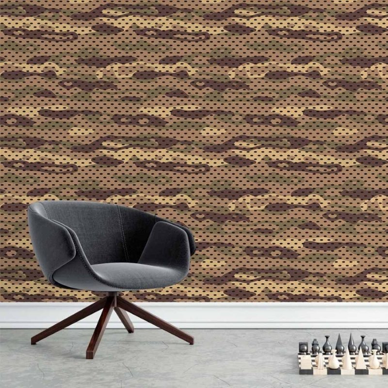 Papel de Parede Adesivo Jovem Camuflado Militar N015077 - Papel na Parede