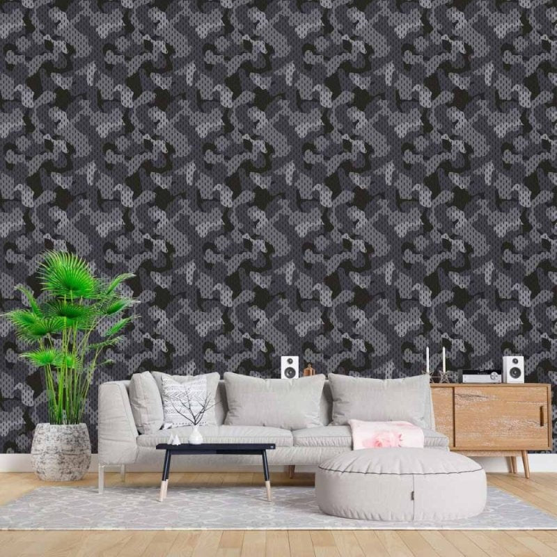 Papel de Parede Adesivo Jovem Camuflado Militar N015078 - Papel na Parede