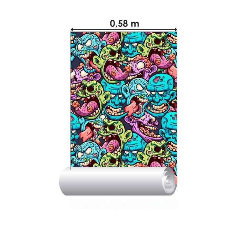 Papel de Parede Adesivo Jovem Cartoon Zumbis N013300 - Papel na Parede