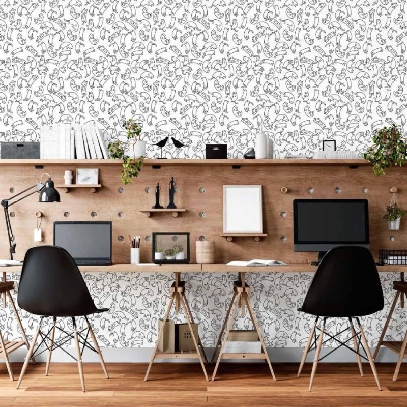 Papel de Parede Adesivo Jovem Colorir Gatinhos N015123 - Papel na Parede