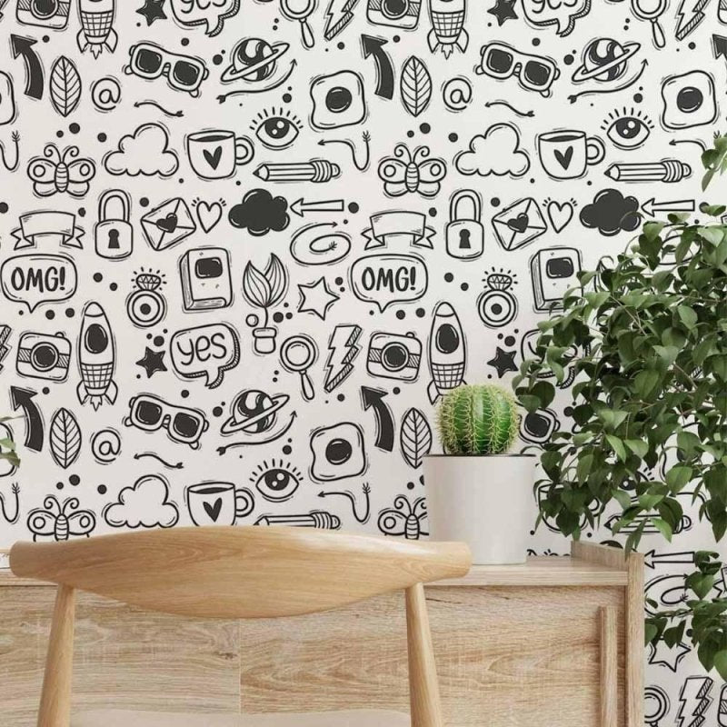 Papel de Parede Adesivo Jovem Colorir N014016 - Papel na Parede