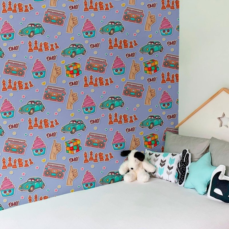 Papel de Parede Adesivo Jovem Figurinhas N010186 - Papel na Parede