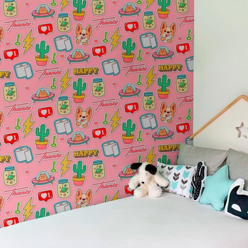 Papel de Parede Adesivo Jovem Figurinhas N010187 - Papel na Parede