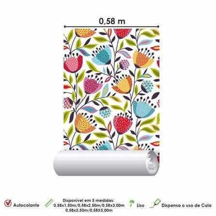 Papel de Parede Adesivo Jovem Floral Colorido 267300128 - Papel na Parede