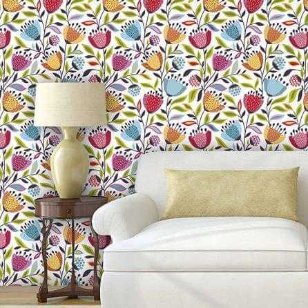 Papel de Parede Adesivo Jovem Floral Colorido 267300128 - Papel na Parede