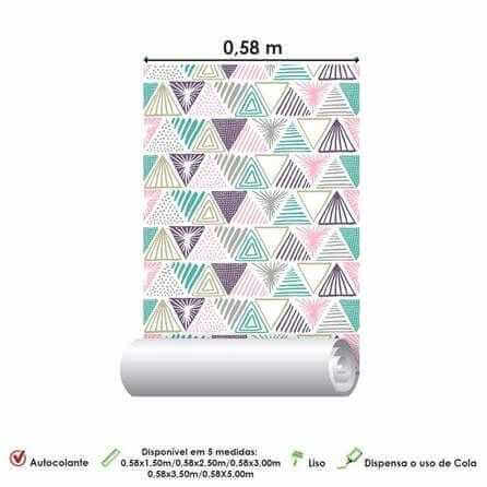 Papel de Parede Adesivo Jovem Geométrico Colorido 290544347 - Papel na Parede