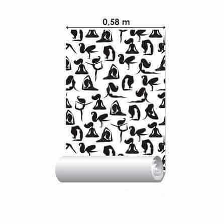 Papel de Parede Adesivo Jovem Ioga Preto e Branco 555192592 - Papel na Parede