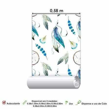 Papel de Parede Adesivo Jovem Penas Azul 264930368 - Papel na Parede