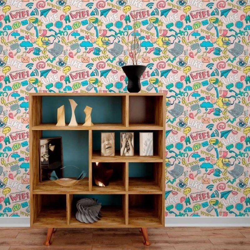 Papel de Parede Adesivo Jovem Redes Socias N013256 - Papel na Parede