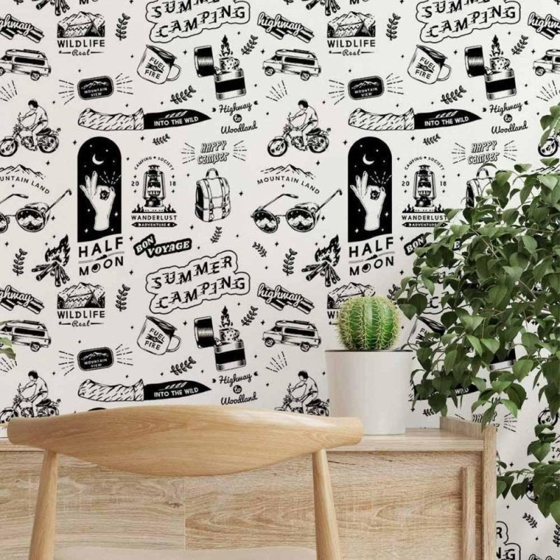 Papel de Parede Adesivo Jovem Stickers P&B N014185 - Papel na Parede