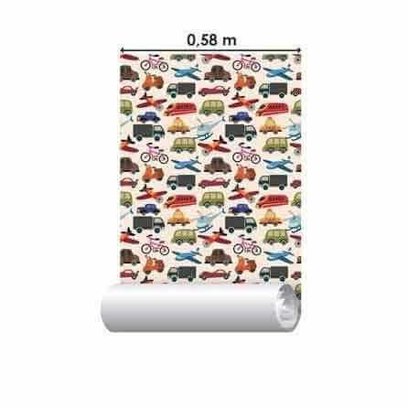 Papel de Parede Adesivo Jovem Transportes Colorido 94530481 - Papel na Parede