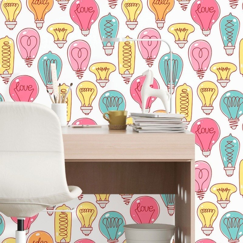 Papel de Parede Adesivo Lampadas Coloridas N016056 - Papel na Parede