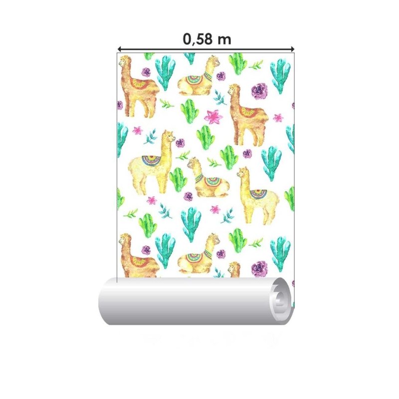 Papel de Parede Adesivo Lhamas e Cactus N06113 - Papel na Parede
