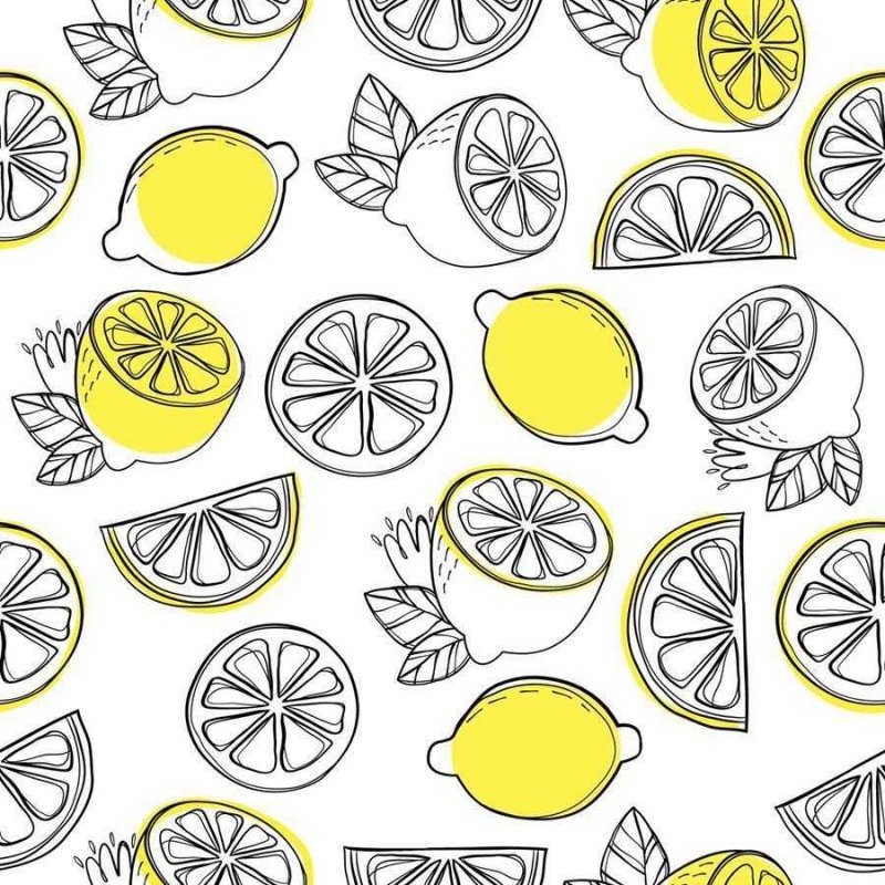 Papel de Parede Adesivo Limão Siciliano Fundo Branco N06020 - Papel na Parede
