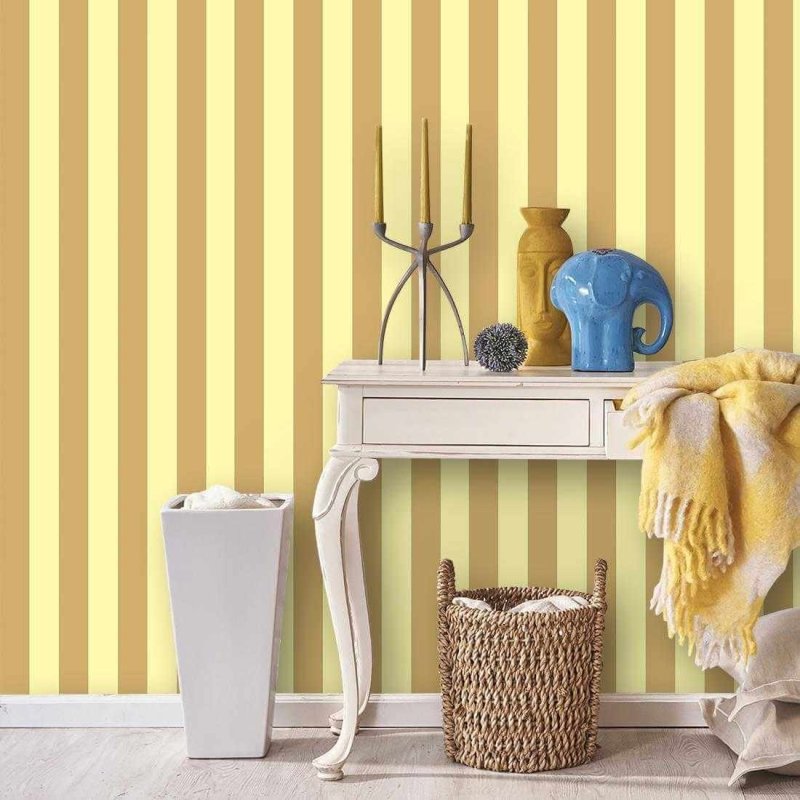 Papel de Parede Adesivo Listrado Amarelo 1113 - Papel na Parede