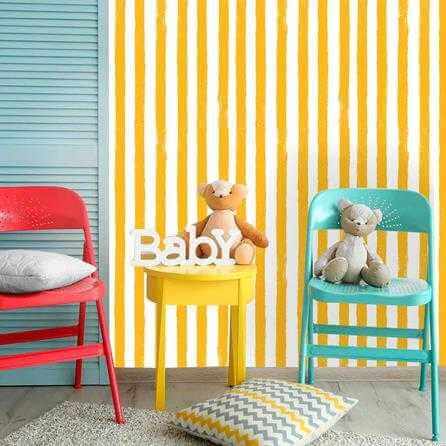 Papel de Parede Adesivo listrado amarelo 854885175 - Papel na Parede