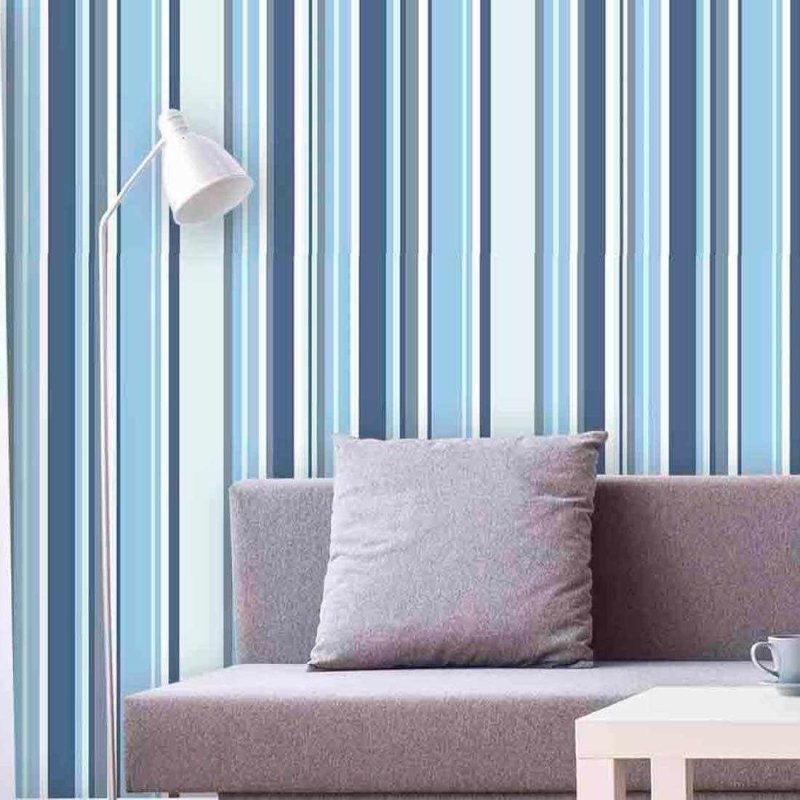 Papel de Parede Adesivo Listrado Azul 0714 - Papel na Parede