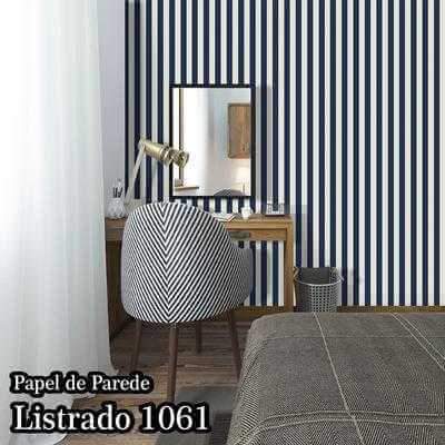 Papel de Parede Adesivo Listrado Azul 1061 - Papel na Parede