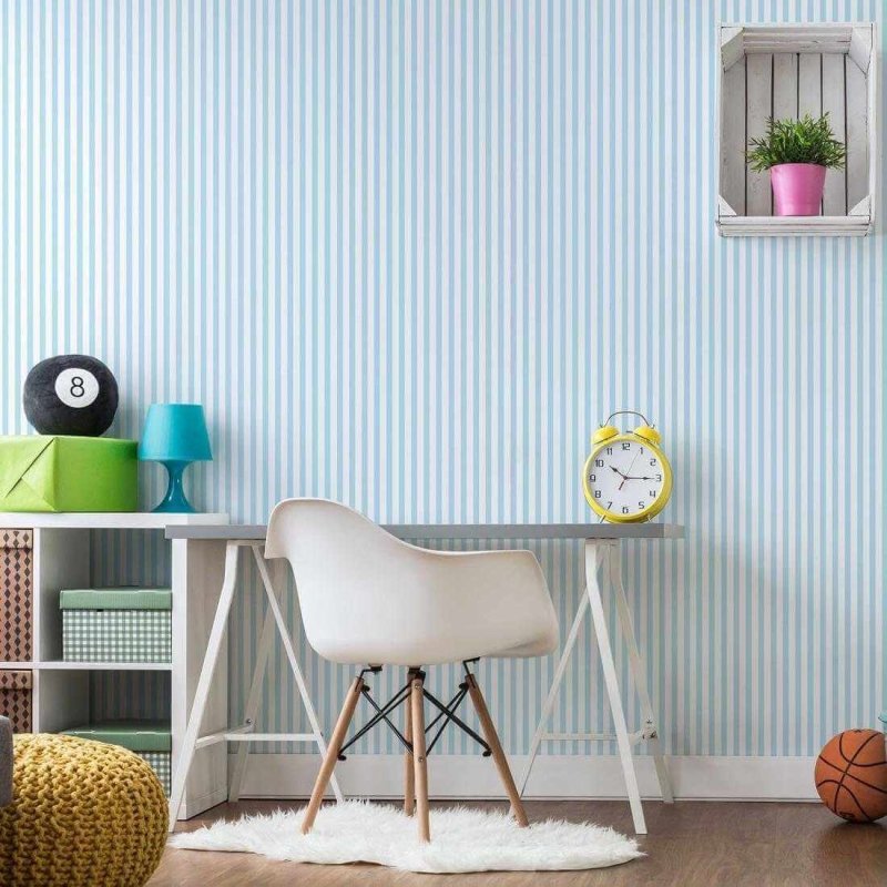 Papel de Parede Adesivo Listrado Azul e Branco 3214338343 - Papel na Parede