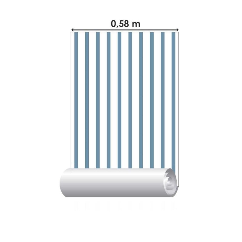 Papel de Parede Adesivo Listrado Azul e Branco N06265 - Papel na Parede