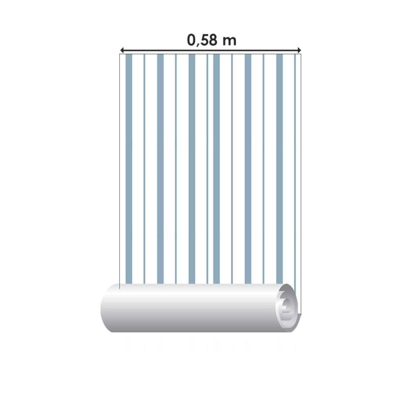 Papel de Parede Adesivo Listrado Azul Escuro e Branco N06267 - Papel na Parede