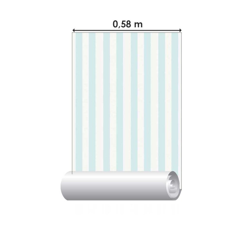 Papel de Parede Adesivo Listrado Branco e Azul Claro N08107 - Papel na Parede
