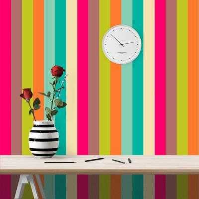 Papel de Parede Adesivo Listrado Colorido 0720 - Papel na Parede