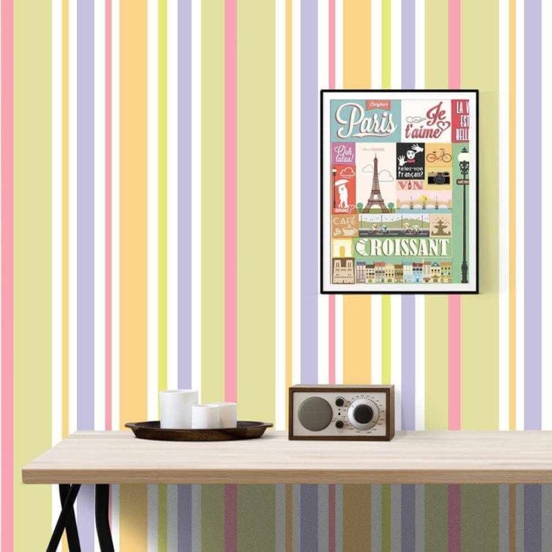 Papel de Parede Adesivo Listrado Colorido 0721 - Papel na Parede