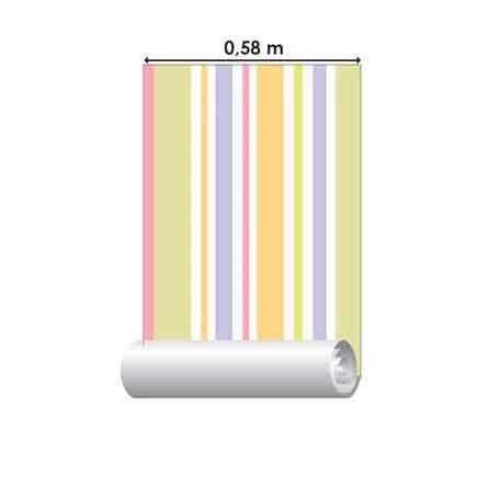 Papel de Parede Adesivo Listrado Colorido 0721 - Papel na Parede