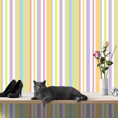 Papel de Parede Adesivo Listrado Colorido 0721b - Papel na Parede