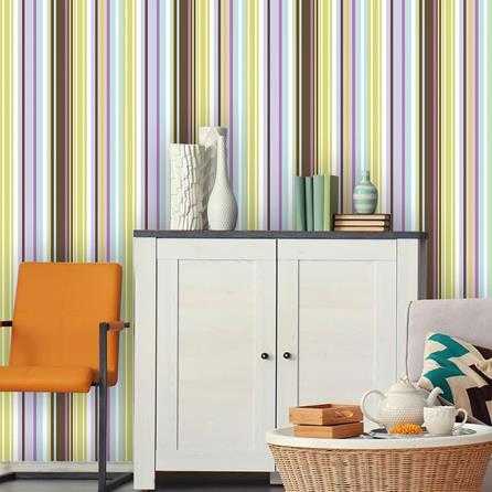 Papel de Parede Adesivo Listrado Colorido 0723 - Papel na Parede
