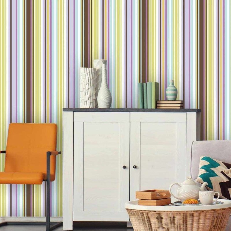 Papel de Parede Adesivo Listrado Colorido 0723 - Papel na Parede