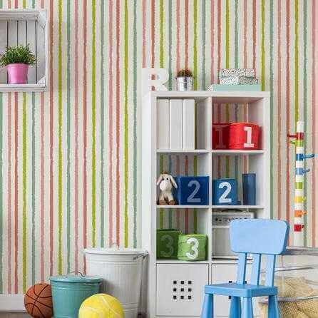 Papel de Parede Adesivo Listrado Colorido 155453885 - Papel na Parede