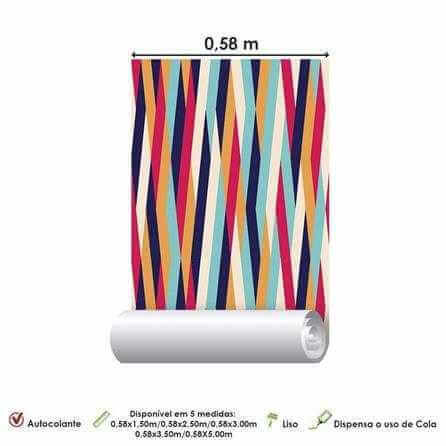 Papel de Parede Adesivo Listrado Colorido 176888774 - Papel na Parede