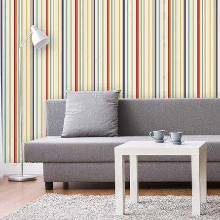 Papel de Parede Adesivo Listrado Colorido 45564 - Papel na Parede