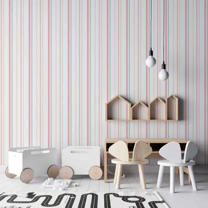 Papel de Parede Adesivo Listrado Colorido 52463 - Papel na Parede
