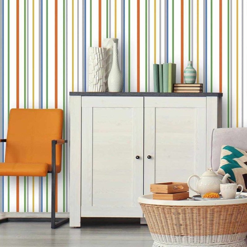 Papel de Parede Adesivo Listrado Colorido 564655 - Papel na Parede