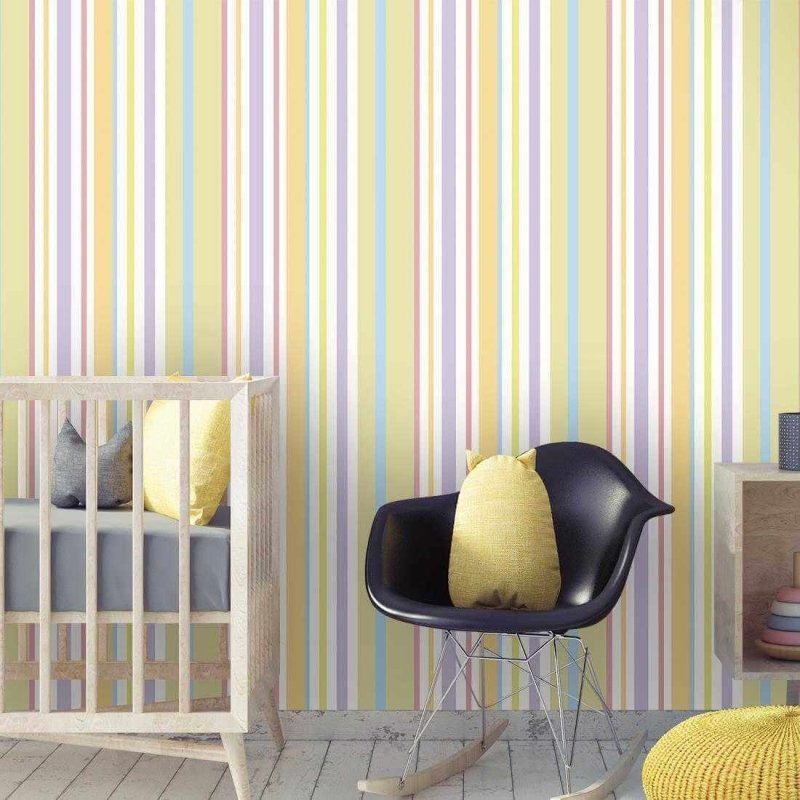 Papel de Parede Adesivo Listrado Colorido Infantil Bebê 25486 - Papel na Parede