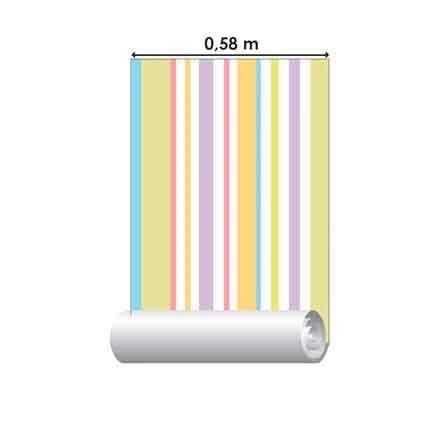 Papel de Parede Adesivo Listrado Colorido Infantil Bebê 25486 - Papel na Parede