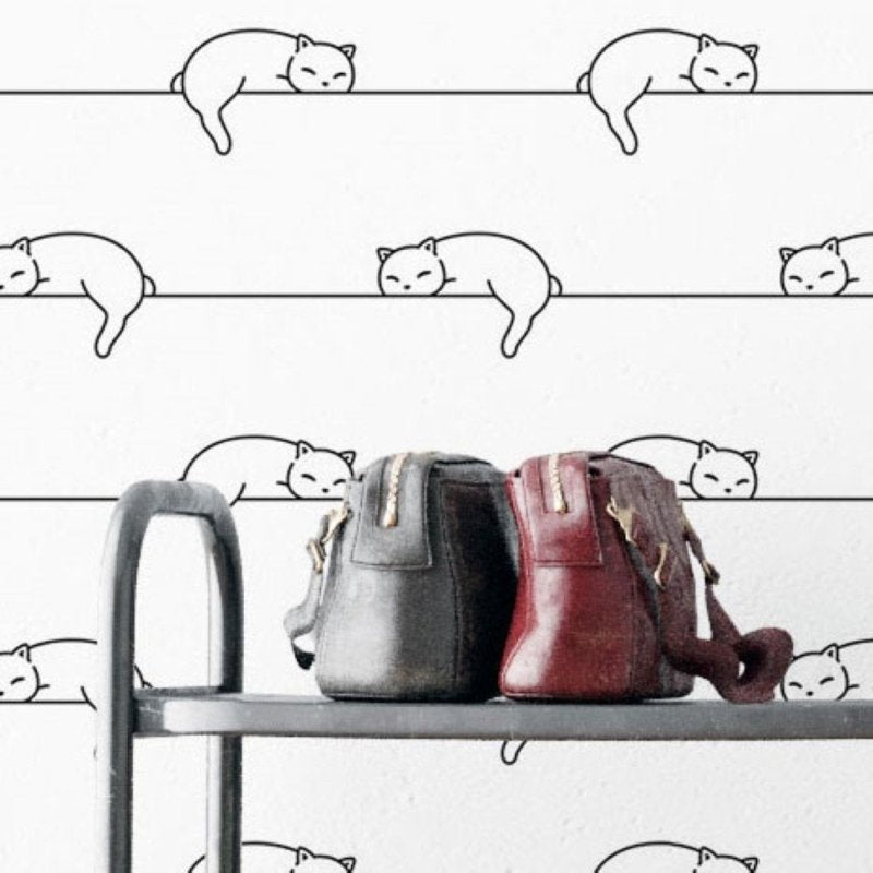 Papel de Parede Adesivo Listrado Gatinhos N019013 - Papel na Parede