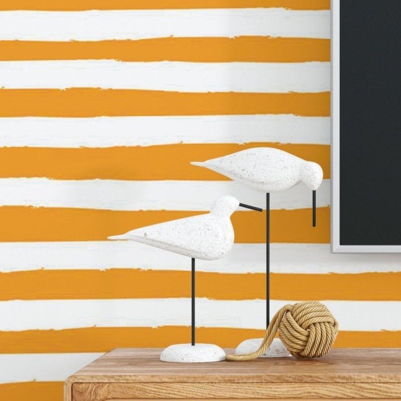 Papel de Parede Adesivo Listrado Laranja N018074 - Papel na Parede