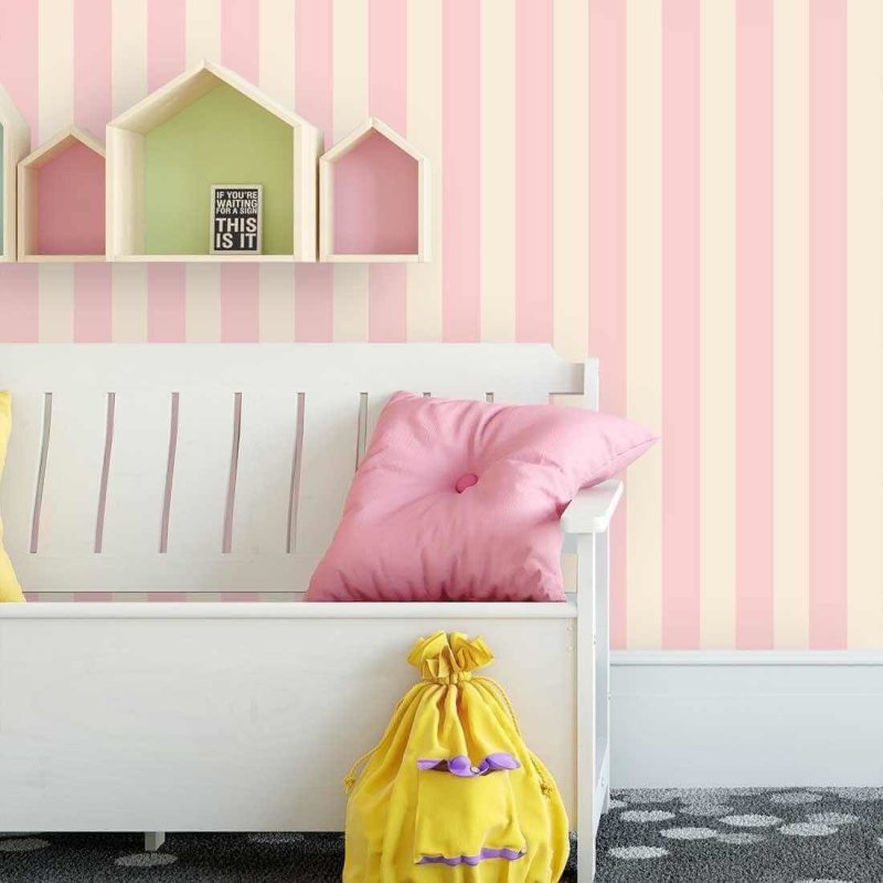 Papel de Parede Adesivo Listrado Rosa 303 - Papel na Parede