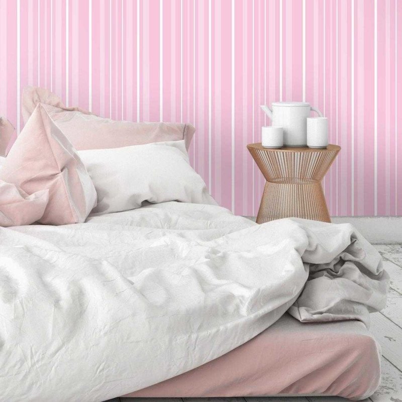 Papel de Parede Adesivo Listrado Rosa 6 - Papel na Parede