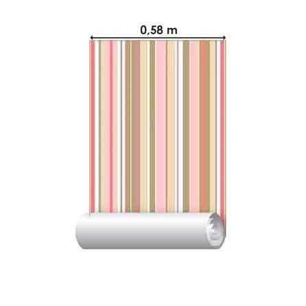 Papel de Parede Adesivo Listrado Rosa e Bege 0725 - Papel na Parede