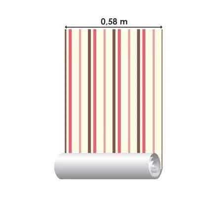 Papel de Parede Adesivo Listrado Rosa e Marrom 144857233 - Papel na Parede